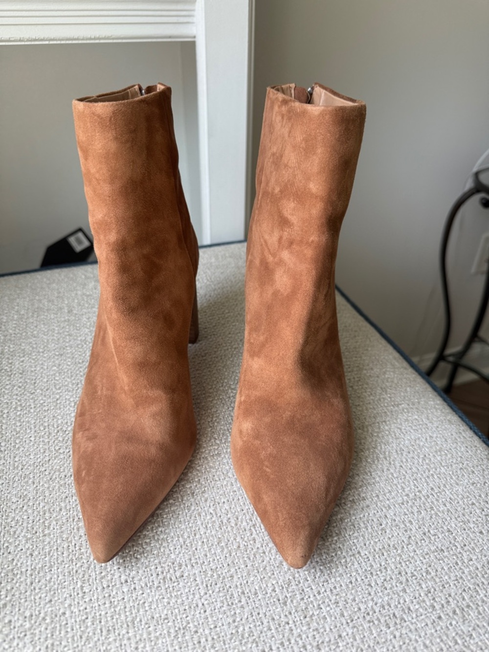 Banana Republic Suede Pointed Toe Ankle Boots - Cognac Brown